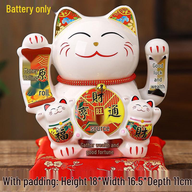 Large Waving Hand Lucky Cat Ornament - Cashier Desk Home Decor Gift