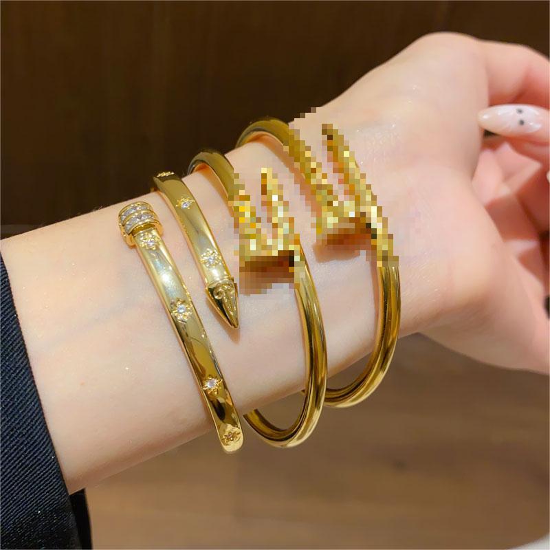 18K Gold Plated Zircon Arrow Geometric Bangle: Elegant High-End Design Bracelet for Women.