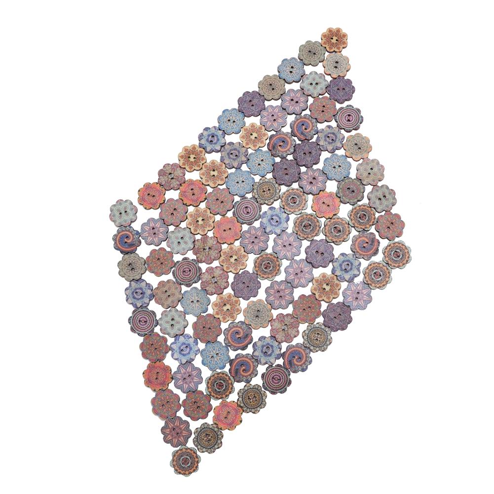 

100шт 20мм ретро стиль красивый узор в форме цветка деревянная кнопка для DIY Craft