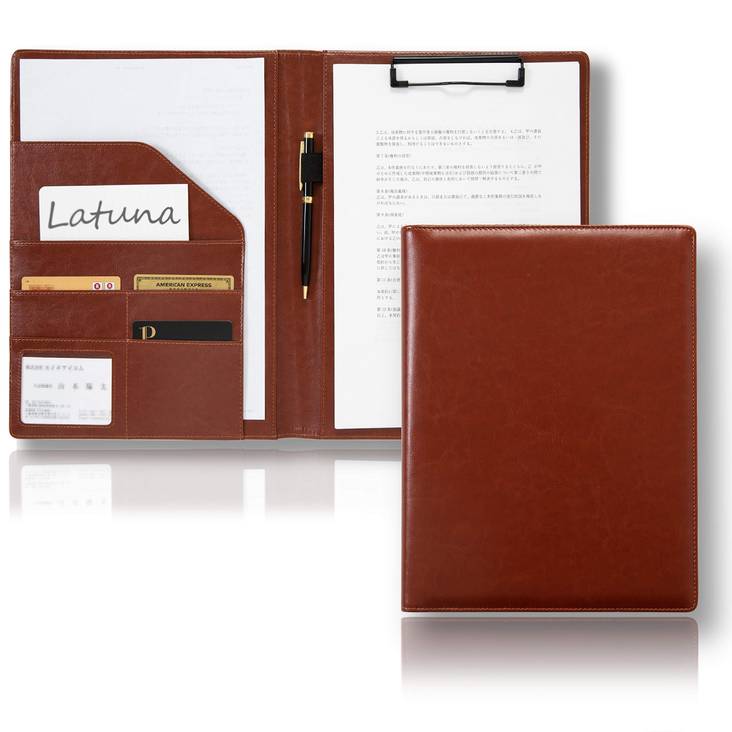 

Latuna A4 Clipboard Binder with PU Business Card Multifunctional Pen and Pocket PU File, Bifold, Clip, Gift, Leather, Holder, Holder, (Brown, Leather)