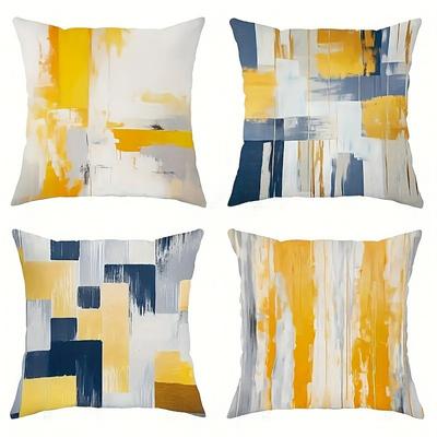 Abstract Yellow & Grey PillowcaseSuitable for Sofa Car Bedroom Decorative Cushion Cover Pillow Cover