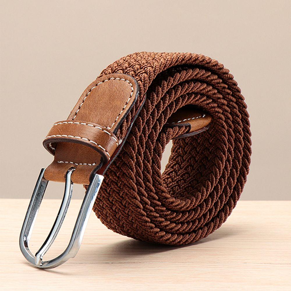 

Повсякденний Класичний Пряжка з ПУ шкіри Плетений Еластичний Ремінь Пояс Полотняні Ремені Еластична Тканина Brown