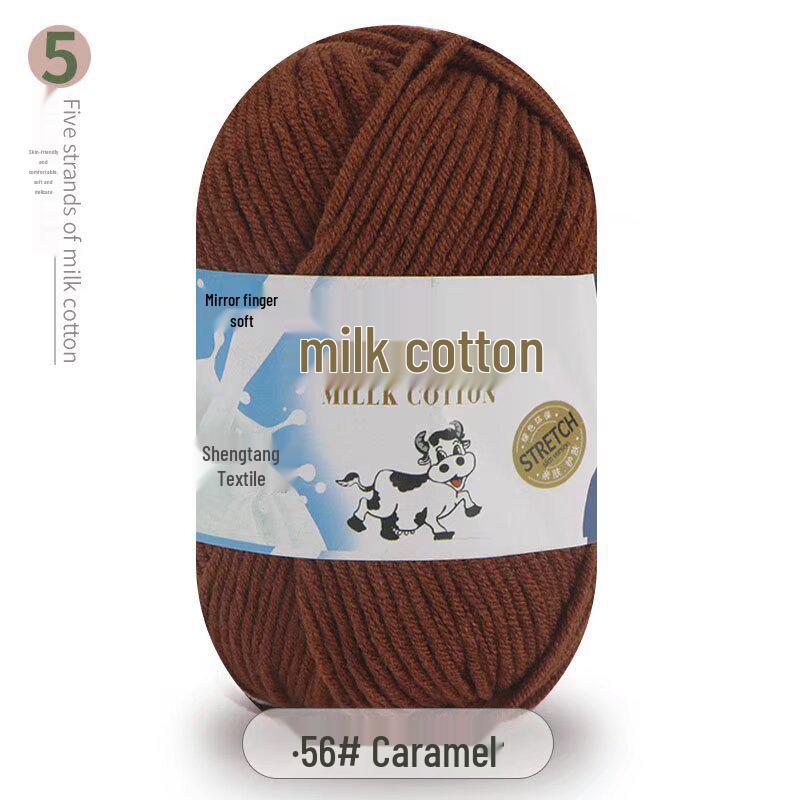 Five-Strand Milk Cotton Yarn for Crochet: Medium-Thick, Hand-Knitted DIY Kit for Dolls, Shoes, Scarves.