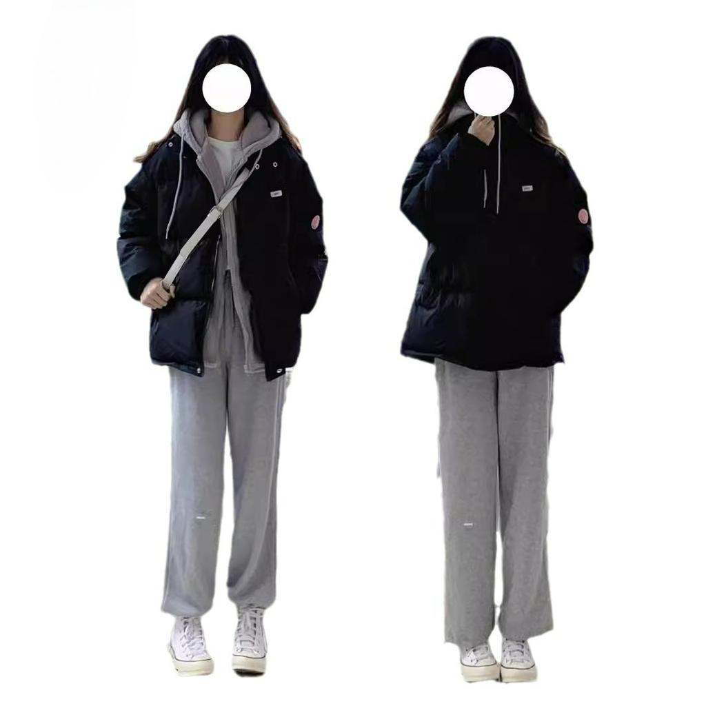 Giacca Invernale da Donna Ispessita con Imbottitura in Cotone, Stile Coreano Delicato, Finto Due Pezzi, Imbottita in Cotone