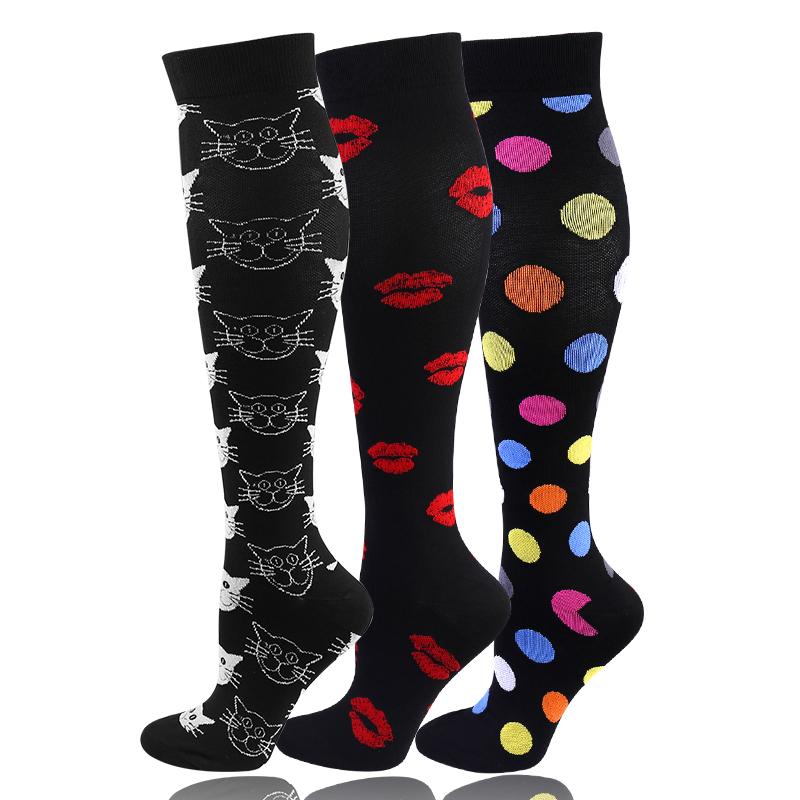 58 stylů 3 páry/balení Kompresní podkolenky 30 mmHg Ženy Muži Sportovní podkolenky Edém Cukrovka Křečové žíly Běžecké podkolenky