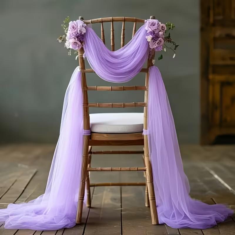 24Pcs 70x200cm Wedding Chair Decor Semi Sheer Tulle,for Wedding,Party,Churches,for Aisle Accents and Chair Adornments,Gift Decor