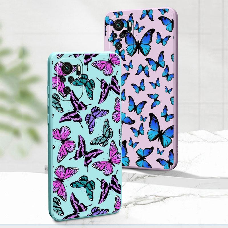 Liebevolle Schmetterling Handyhülle für Redmi Note 11S 9T 9A 11T 9C 10T 10 11 7 10C K40 Pro 9 9S 8 Mode Luxus Silikon Farbige Hülle