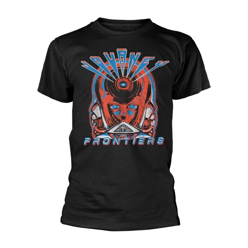Journey Band Frontiers Retro Cyborg Face Print T Shirt 100 Cotton Casual Neutral Tee Classic Rock Streetwear for Unisex Women