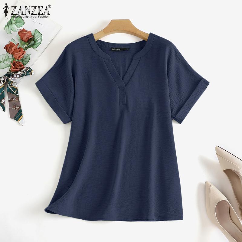 

ZANZEA Лето Повседневный V-образный вырез с коротким рукавом Футболка Топы