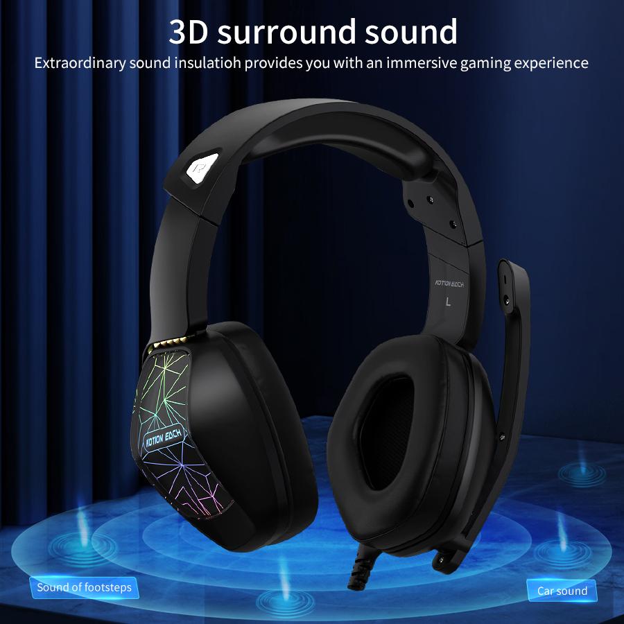 G6000 Stereo Gaming-Kopfhörer Kabelgebunden mit Mikrofon LED-Licht Geräuschunterdrückung für PS5 PS4 PC Xbox One Switch