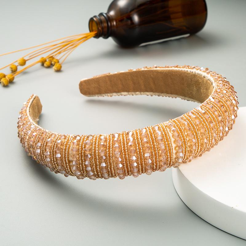 Crystal Hair Bands Womens Baroque Style Thickened Sponge Headband for Elegant Hair Accessories