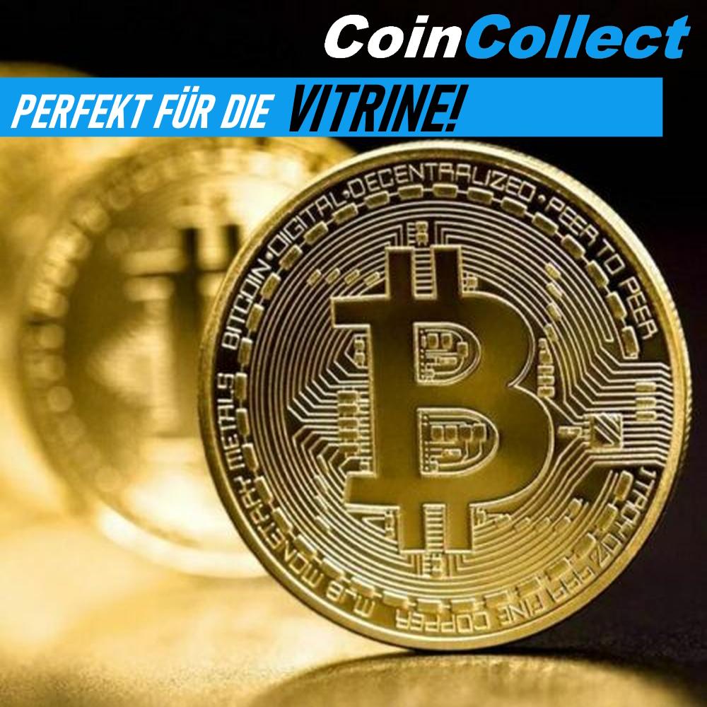 COINCOLLECT Bitcoin Coin Gold Plated Crypto Coin Collector's Coin Gold BTC Coin