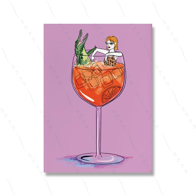 Campari Illustrated Italian Wall Art Print Gator Aperol Sprtiz Poster Sparkling Water Butterfly Wall Picture Cuadros Decorativos 21X30CMNo Framed