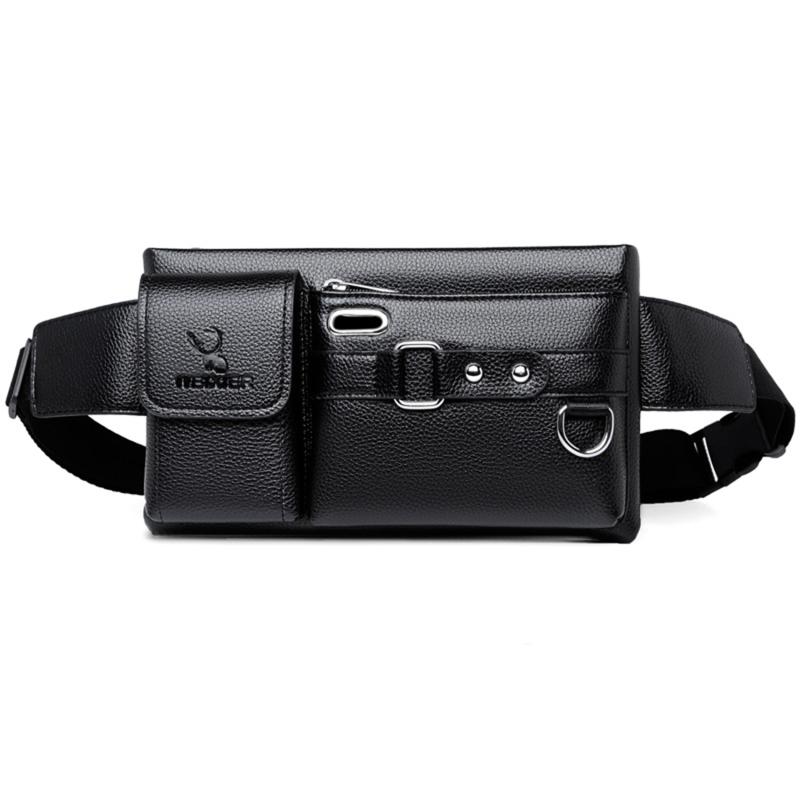 

Cow Leather Waist Bag For Men Travel Waist Pack Vintage Small Fanny Pack Male Belt Pouch Bag Casual Cell Phone Chest Bag