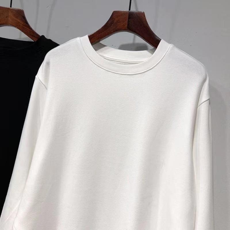 New Autumn and Winter Loose Irregular Slit Mid-length Bottoming Long-sleeved Solid Color T-shirt for Women