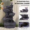 Cascading Rock Water Fountain with LED Lights Resin Stone Imitation Waterfall Tabletop Fountain for Home and Office Decor