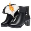 2025 New Autumn and Winter Short Boots Women's Thick Heel Velvet Women's Shoes Soft Leather Medium Heel Leather Shoes High Heel Martin Boots Wo