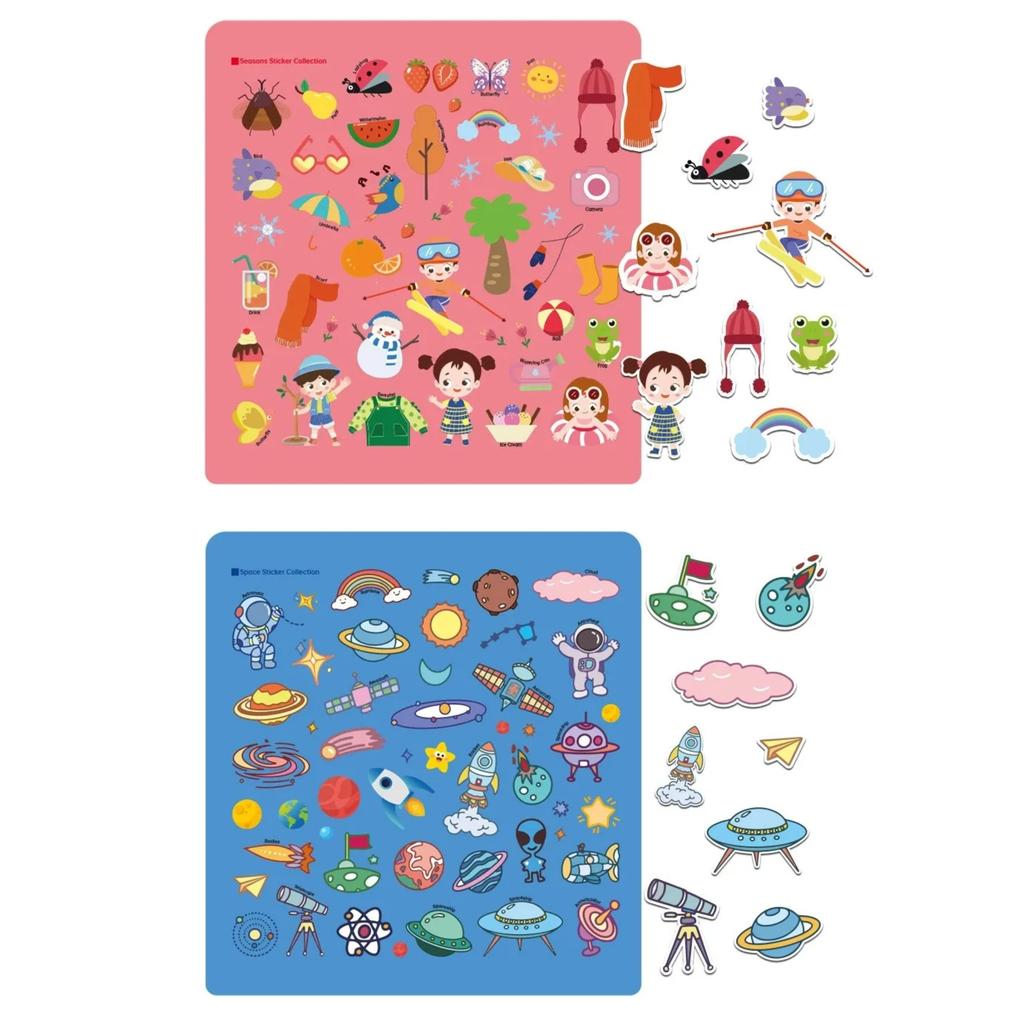 Portable Jelly Sticker Books Cognitive Game Toys Animal DIY Puzzle for Children Kids Quiet Book Montessori Early Education Gifts