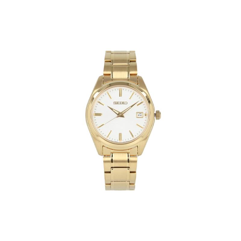 SEIKO 100 meters waterproof Quartz Steel Strap men s watch white dial SUR314P синий