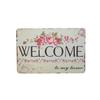 Rustic Tin Welcome To My Home Flowers Wall Sign Floral Porch Kitchen Door DecorAluminum
