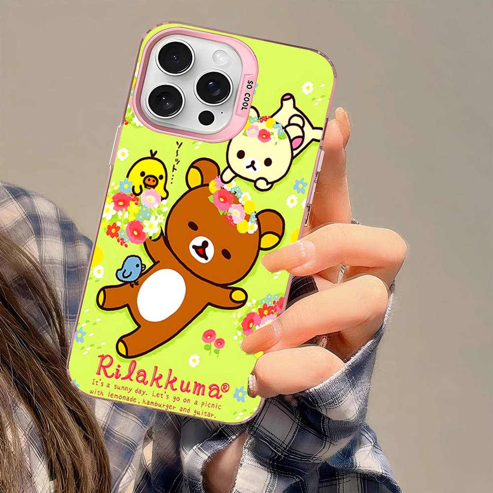 Cute Rilakkuma Bear Phone Case For IPhone 17 16 15 14 13 12 11 Pro MAX Matte Shockproof Back Anti Fall Matte Cover