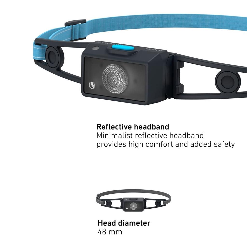 Ledlenser NEO1R LED Perfect for 502713 Japanese Headlamp, Black/Blue, Rechargeable, Ultra-Lightweight, 39g, Compact, Outdoors, Running, Black/Blue,