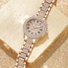 Luxury Diamond-Studded Roman Pattern Ladies Watch and Bracelet Set