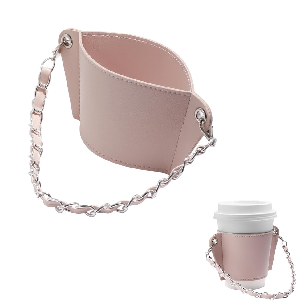 Beverage Carrier Strap PU Leather Tumbler Case Portable Tumbler Carrier Coffee Cup Holder with