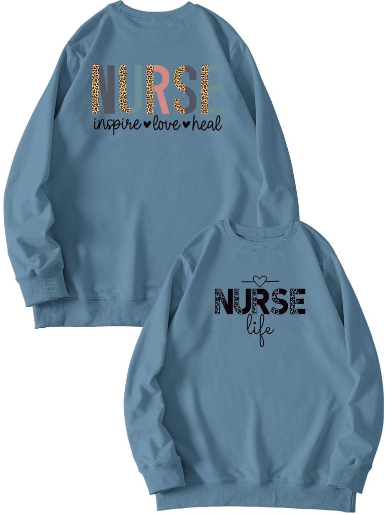 European Front & Back Print Nurse Inspire Love Heal Women's Versatile Hoodie