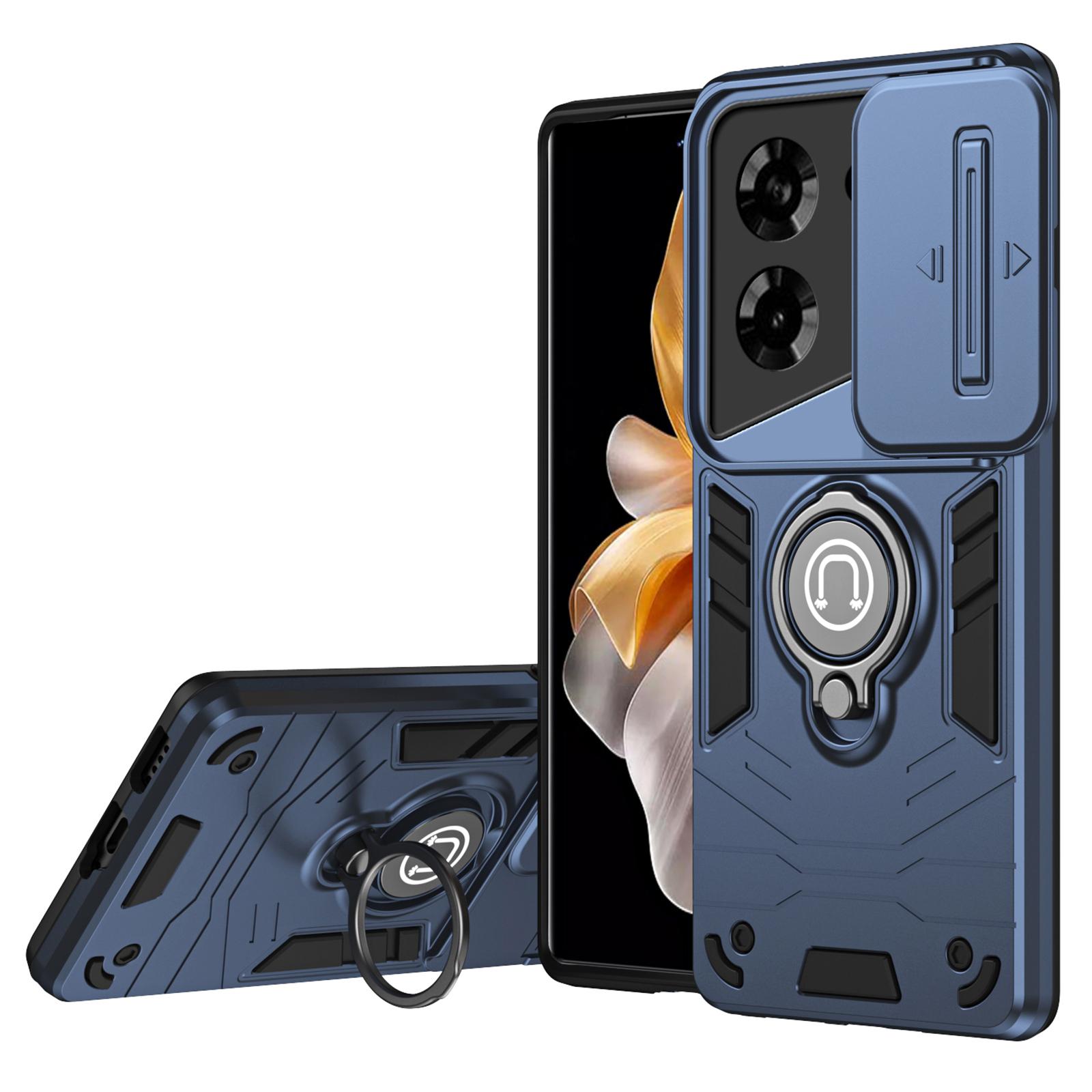 

Для TECNO Pova 5 4G Camera Protection Case Kickstand PC+TPU Phone Cover Blue