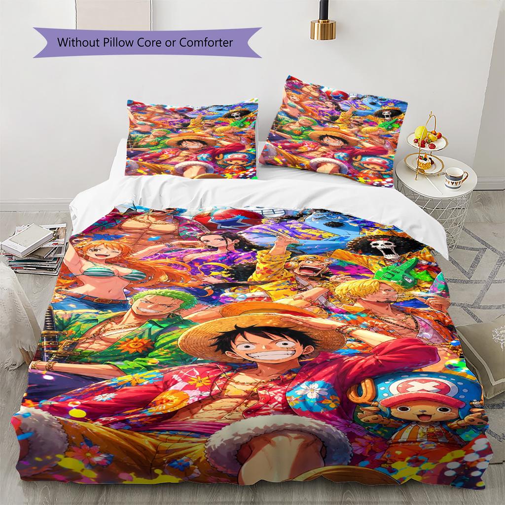 Pirates Anime Art Pattern Bedding Set Quilt Cover Pillowcase Home Decor Gift (1 * duvet cover + 2 * pillowcase, without core)