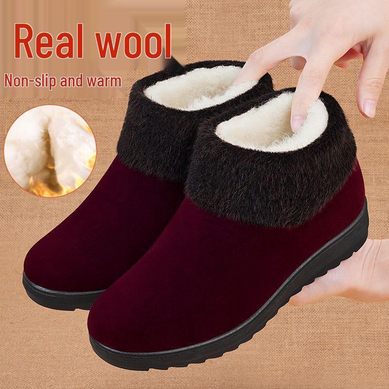 Women's Winter Fleece-Lined Non-Slip Snow Boots for Elderly