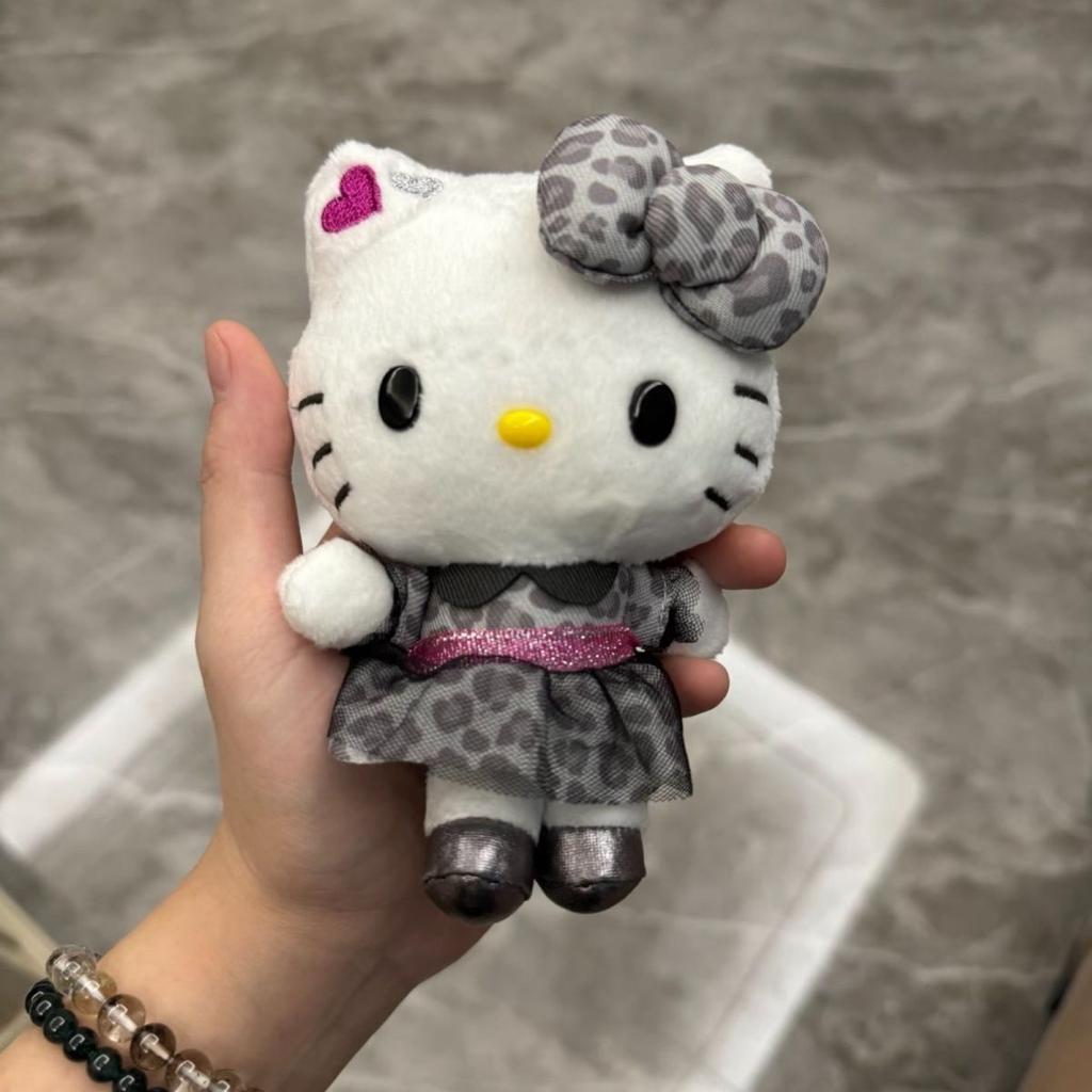 Gray Leopard Print Collection Cartoon Kt Cat hot Uniform Kitty Plush Doll Keychain Schoolbag Plushie Pendant Keyring Gift