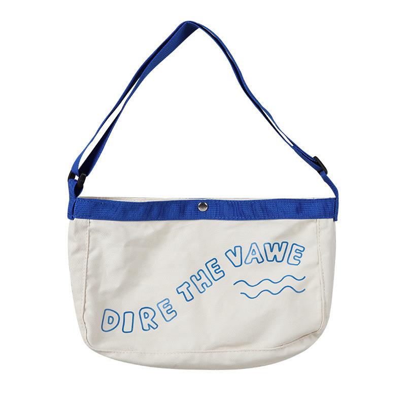 Large Capacity Korean Style Canvas Shoulder Bag For Kids Featuring Cute Alphabet Design