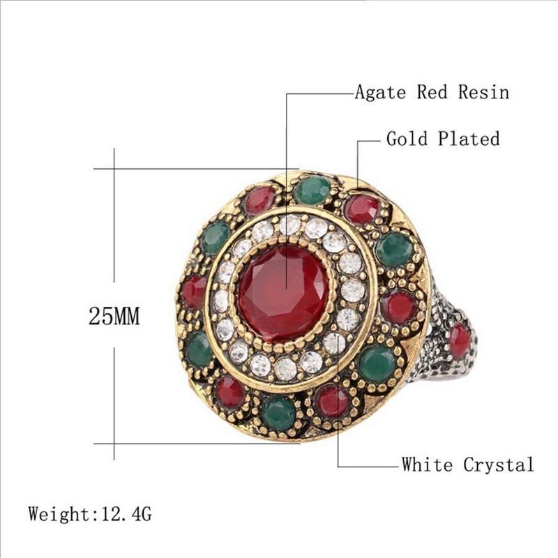 Ring Agate Red Resin Crystal Beads Round Multicolor
