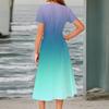 Damen Sommer Freizeitmode Druck Tasche Kurzarm V-Ausschnitt Schwingkleid