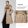 Winter Down Jacket for Women Long Style Large Fur Collar Slim Waist White Duck Down Jacket