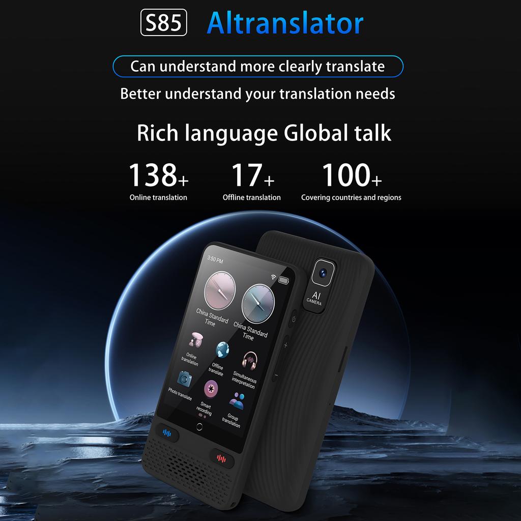 S85 Portable Language Translator Device with Translating Offline Translation 138 Languages Voice Support Voice Video Recording