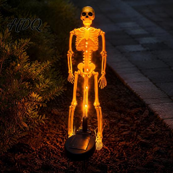 Festive Outdoor Party Lighting Solar Skeleton Garden Stake Light Halloween 3D Glowing Skull Yard Lights Decor with LED Waterproof Lawn Lamp