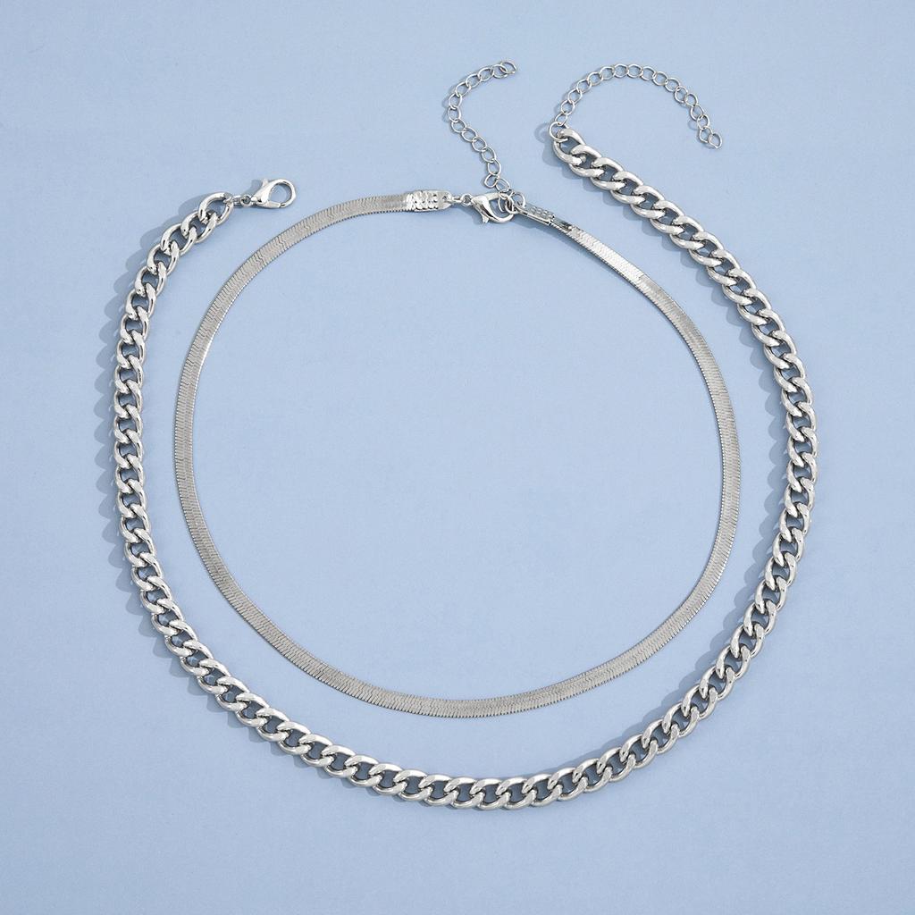 Fashion new product, simple personality, hip hop punk double layer stacking design trend necklace
