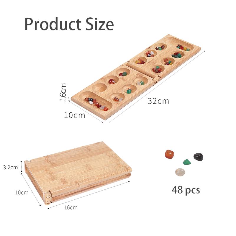 Mancala African Gem Chess Classic Strategy Puzzle Toys Party Game Folding Chess Board Children Educational Logical Thinking Toys