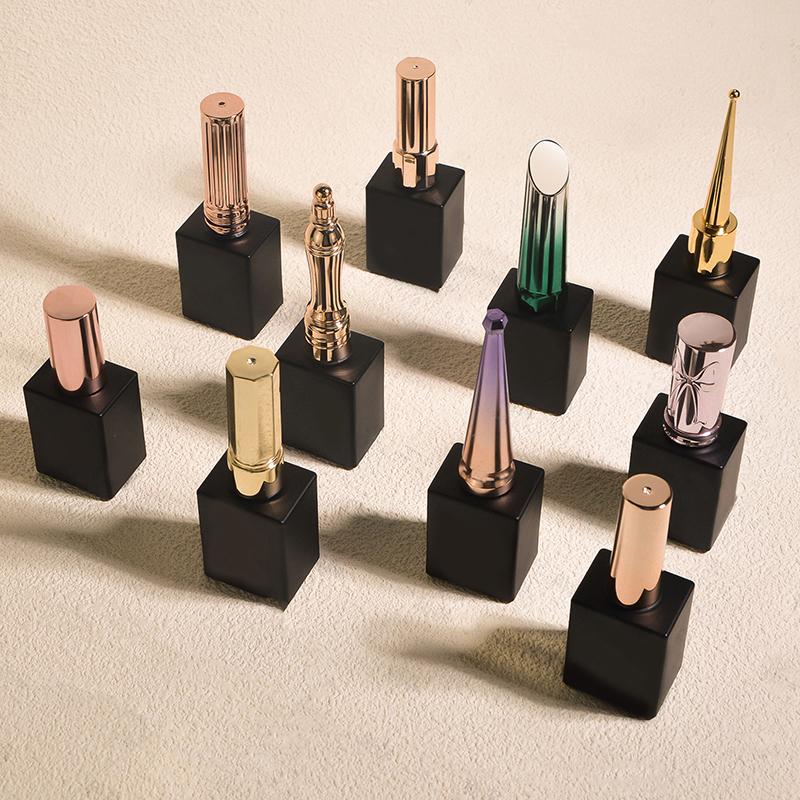 1Pcs New 15Ml Empty Glass Nail Polish Bottles Black Nail Gel Bottle Large Capacity Base Nail Glue