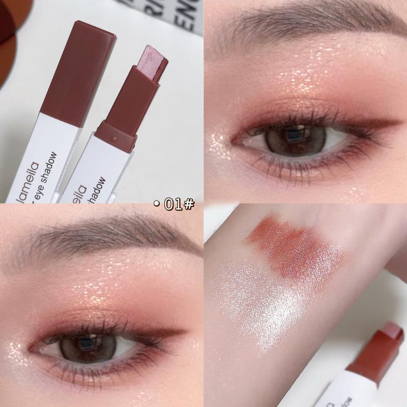 Double Color Eyeshadow Stick Glitter Highlight Shadow Pen Eye Makeup Waterproof Lasting Shiny Eye Shadow Lazy Eyes Beauty Tool