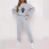 Versatile Cartoon Bear 3D Printing Two-Piece Set Long-Sleeved Sweater Trousers Casual Loose Sweater Set