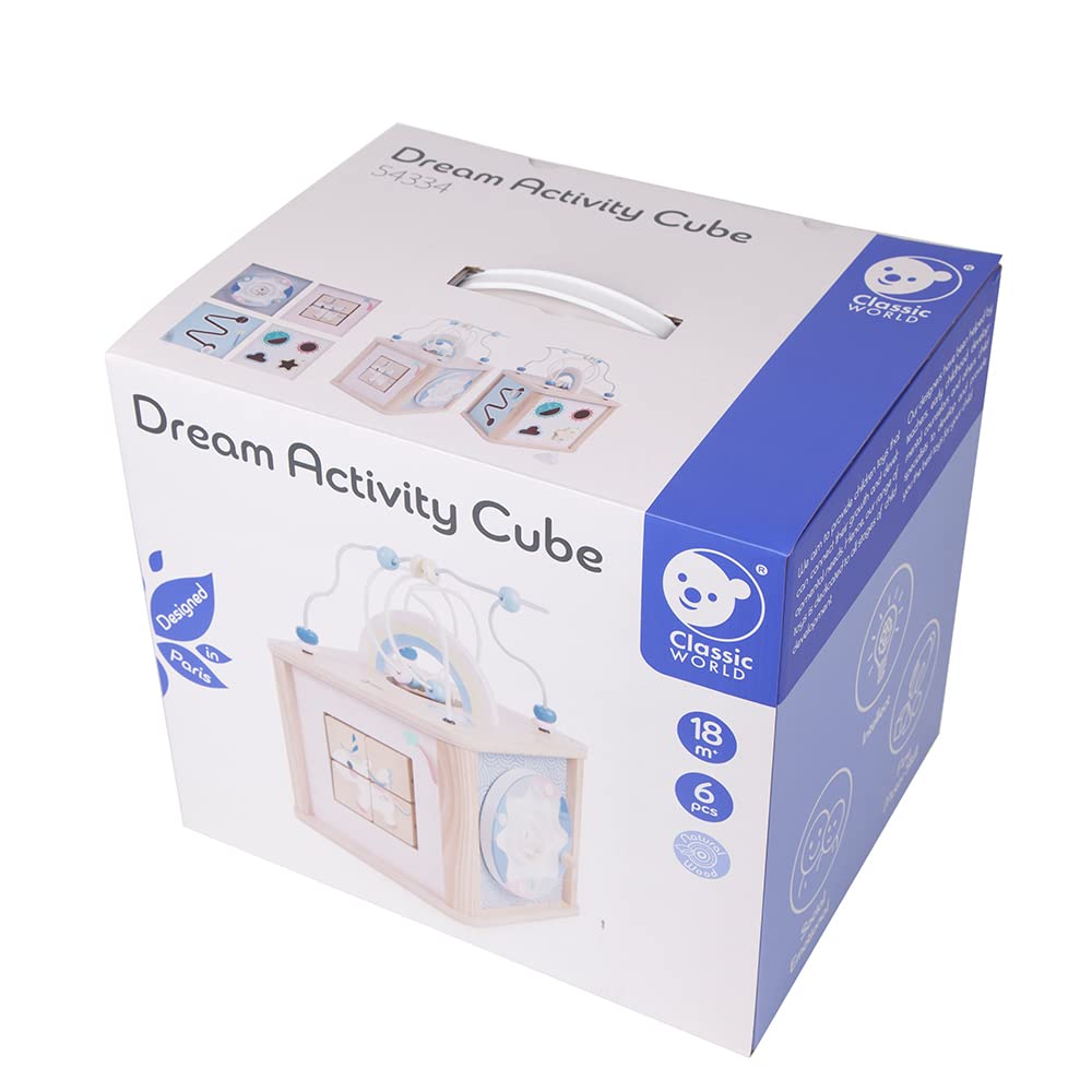 Activity Box Looping Bead Coaster Shape Matching Montessori Educational Toy Wooden 1 Year Old Gift Classic World Dream Activity Cube (CL54334)