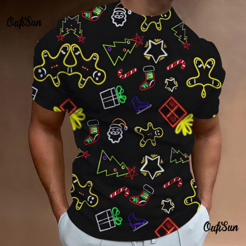 

Рождественская мужская футболка с 3D-принтом, летние футболки для мужчин, топы с коротким рукавом, футболки, повседневная спортивная одежда, уличная дизайнерская одежда 2XL