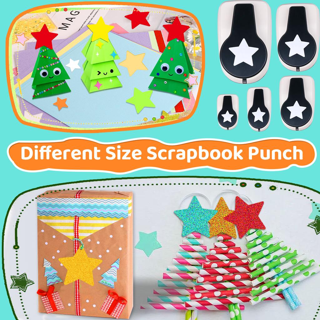 5pcs Paper cutter for crafts Hole Punchers Tool Set 9 16 25 38 50mm Star Paper Shapes for card making scrapbook