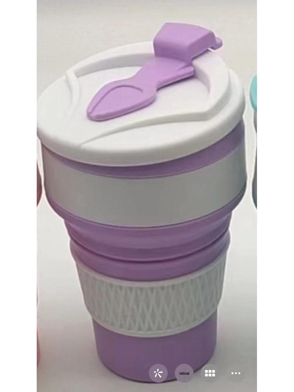 

Creative Portable Folding Silicone Coffee Cup with Lid and Custom Logo 350ml