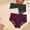 3PCS/Set Floral Embroidery Lace Panties Women's Plus Size Underwear Sexy Hollow Solid Briefs Girls Mid-Rise Temptation Lingerie