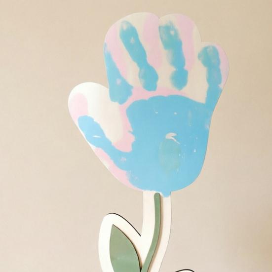 DIY Mother's Day Handprint Art Wooden Handprints Rose Flower Bouquet Gifts for Mom Grandma Mothers Day Keepsake Craft from Kids